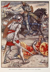 Sir Lancillotto proibisce a Sir Bors di uccidere il re, da 